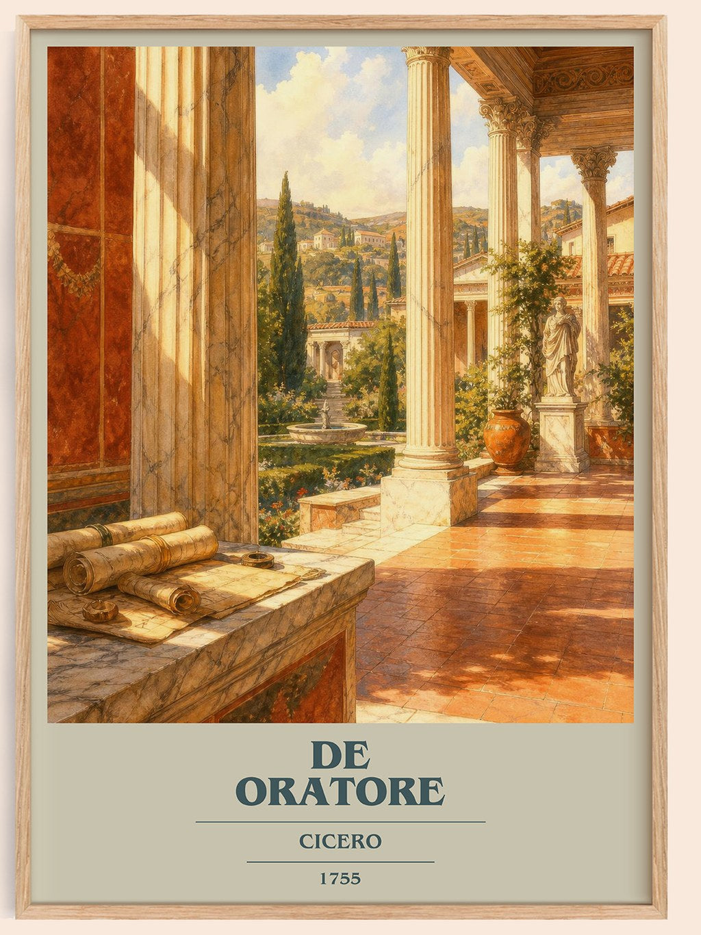 De oratore book cover book poster by Cicero – framed literary art print