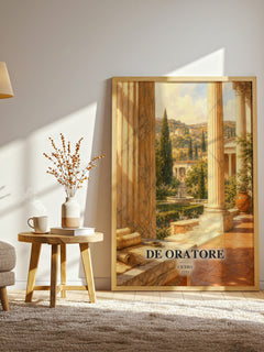 De oratore watercolour print in frame leaning in hallway – philosophy wall art