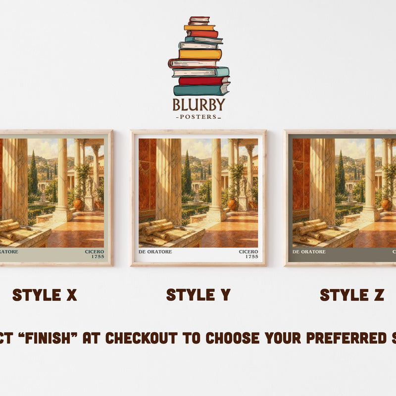 De oratore literary print in frame leaning in hallway – philosophy wall art