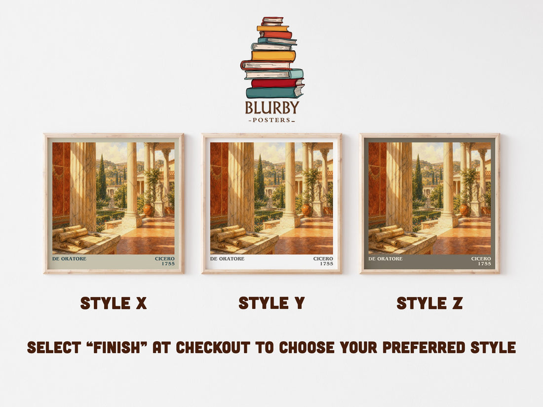 De oratore literary print in frame leaning in hallway – philosophy wall art (mockup)