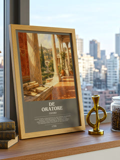 De oratore bookish print framed by window – literary home decor
