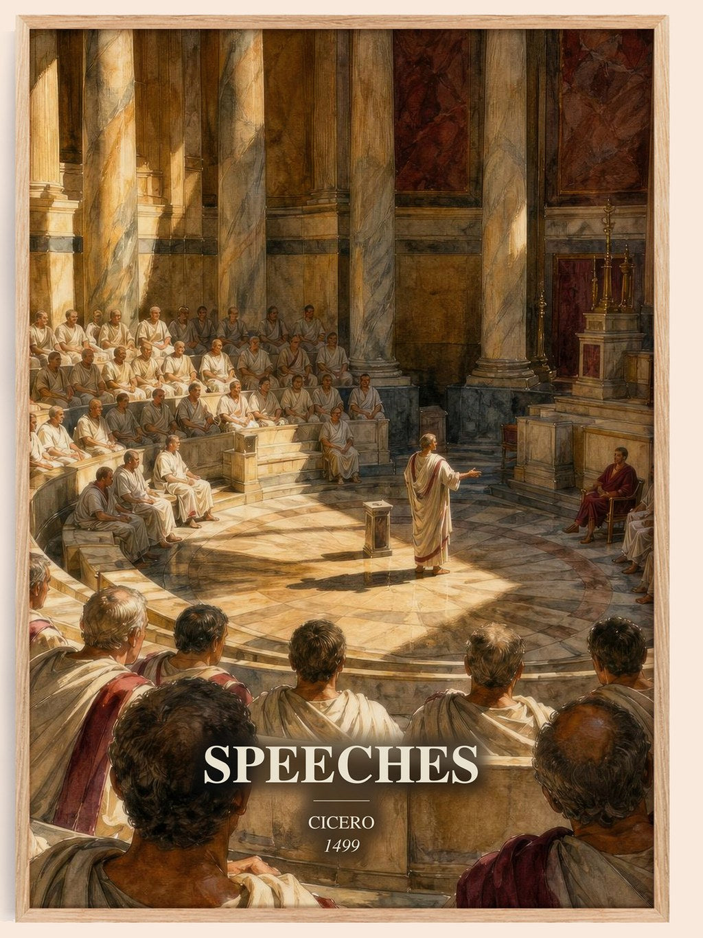 Speeches watercolour book poster by Cicero – framed literary art print