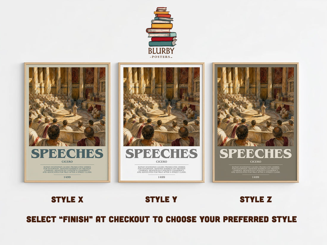 Speeches bookish print in frame leaning in hallway – philosophy wall art (mockup)