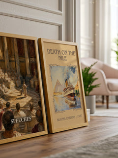 Speeches watercolour print framed by window – literary home decor