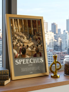 Speeches bookish print framed by window – literary home decor