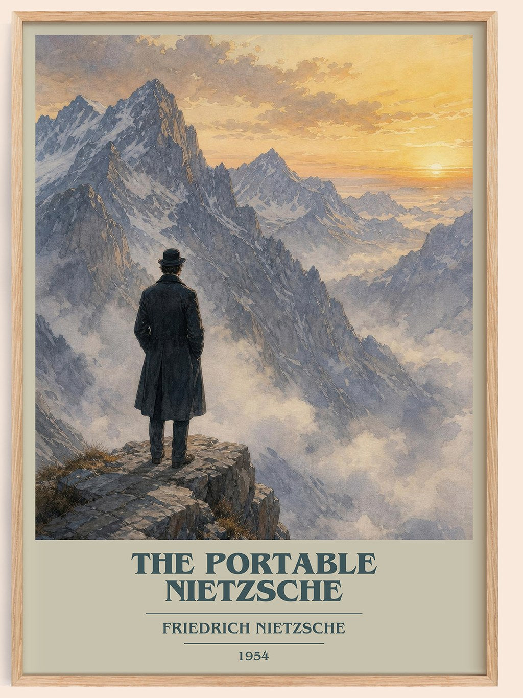 The portable Nietzsche book cover book poster by Friedrich Nietzsche – framed literary art print