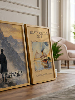 The portable Nietzsche watercolour print framed by window – literary home decor