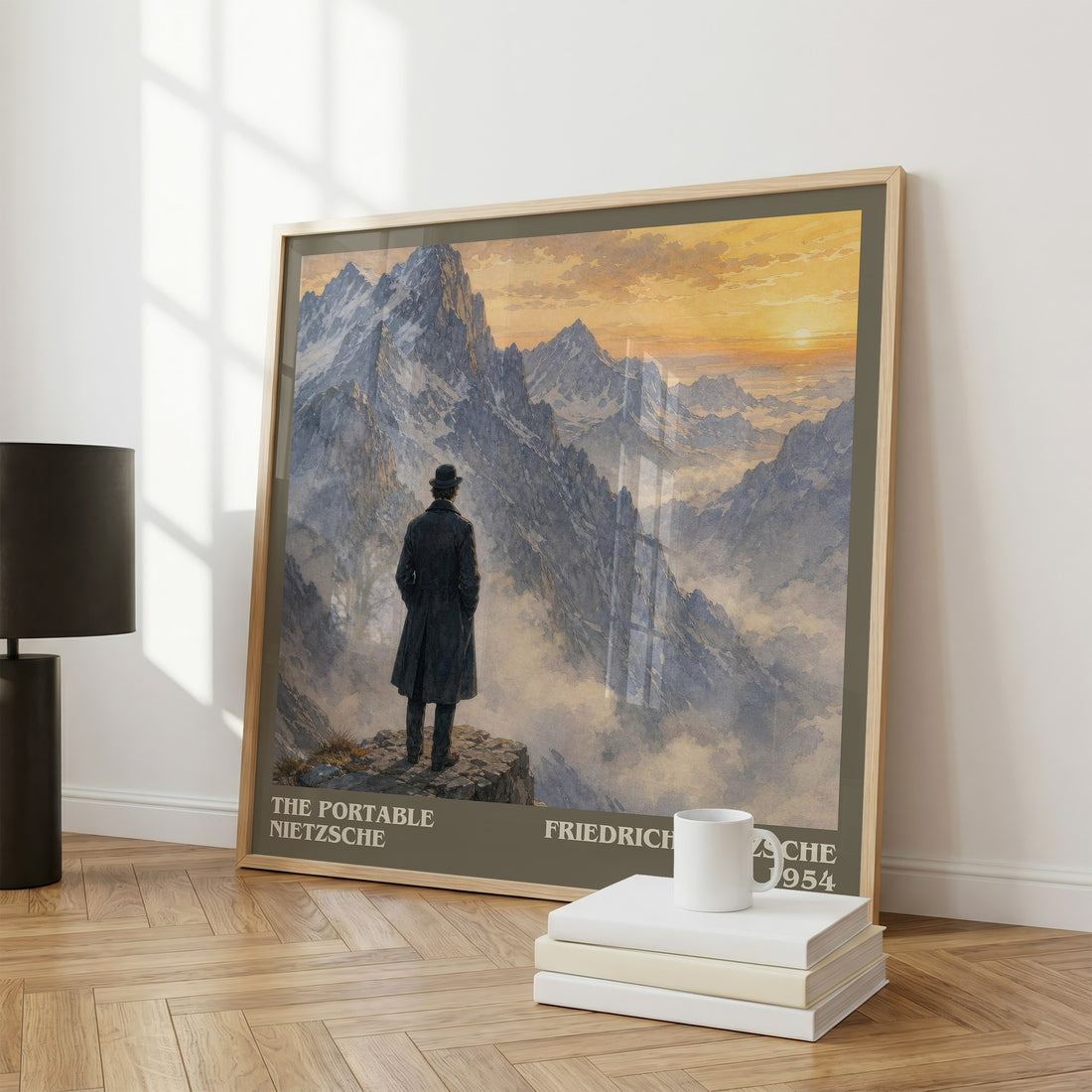 The portable Nietzsche literary print framed by window – literary home decor