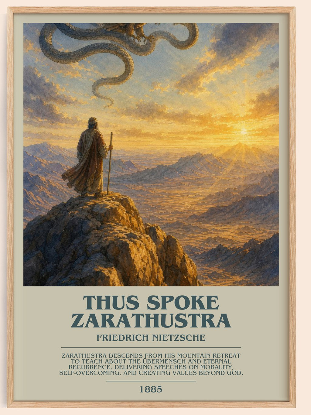 Thus Spoke Zarathustra bookish book poster by Friedrich Nietzsche – framed literary art print