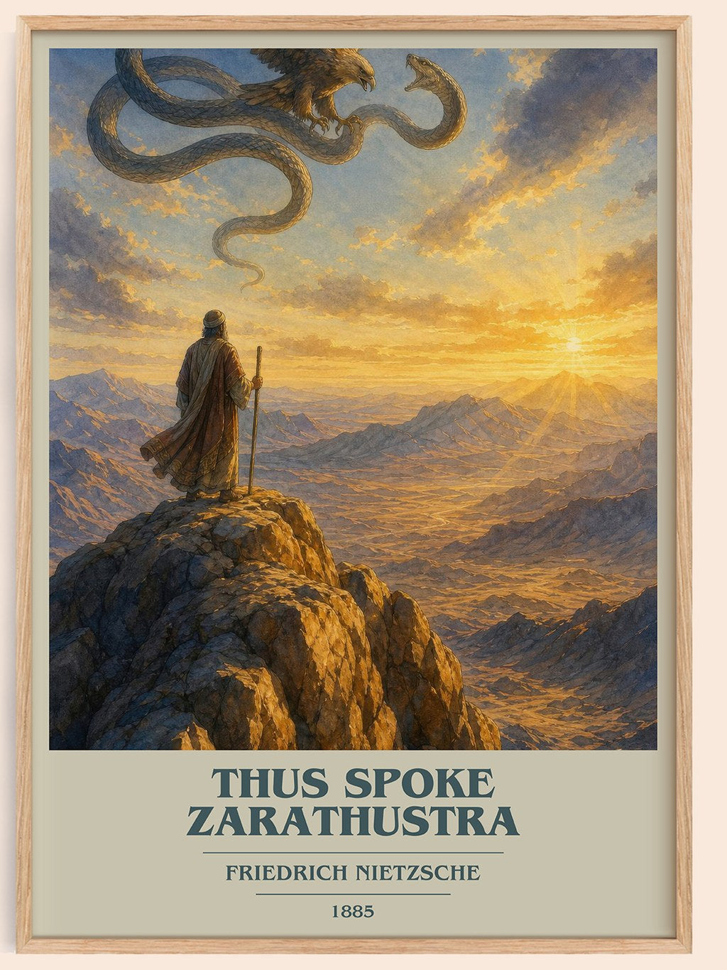 Thus Spoke Zarathustra book cover book poster by Friedrich Nietzsche – framed literary art print