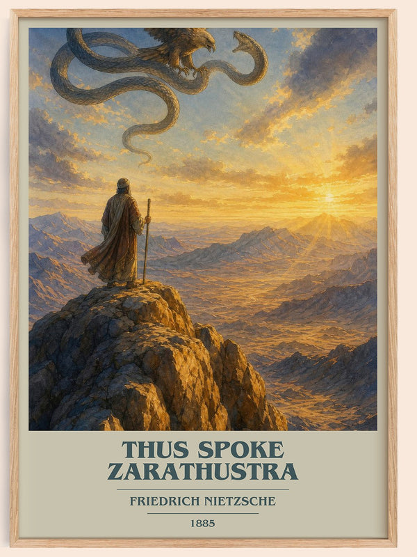 Thus Spoke Zarathustra book cover book poster by Friedrich Nietzsche – framed literary art print