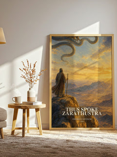 Thus Spoke Zarathustra watercolour print in frame leaning in hallway – philosophy wall art