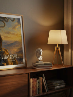 Thus Spoke Zarathustra watercolour print on bookshelf – Friedrich Nietzsche fan gift