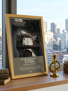 On the genealogy of morals.  Ecce Homo bookish print framed by window – literary home decor