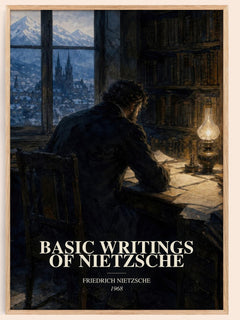 Basic writings of Nietzsche watercolour book poster by Friedrich Nietzsche – framed literary art print
