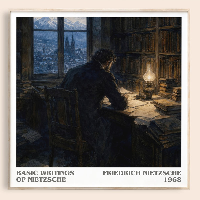 Basic writings of Nietzsche literary book poster by Friedrich Nietzsche – framed literary art print