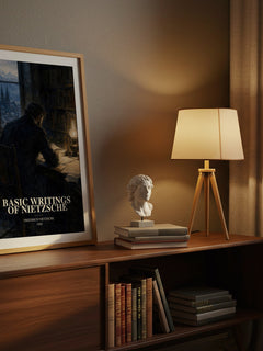 Basic writings of Nietzsche watercolour print on bookshelf – Friedrich Nietzsche fan gift