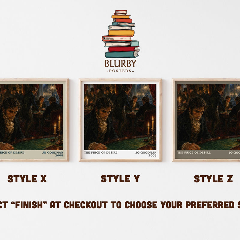 The Price of Desire literary print in frame leaning in hallway – romance wall art