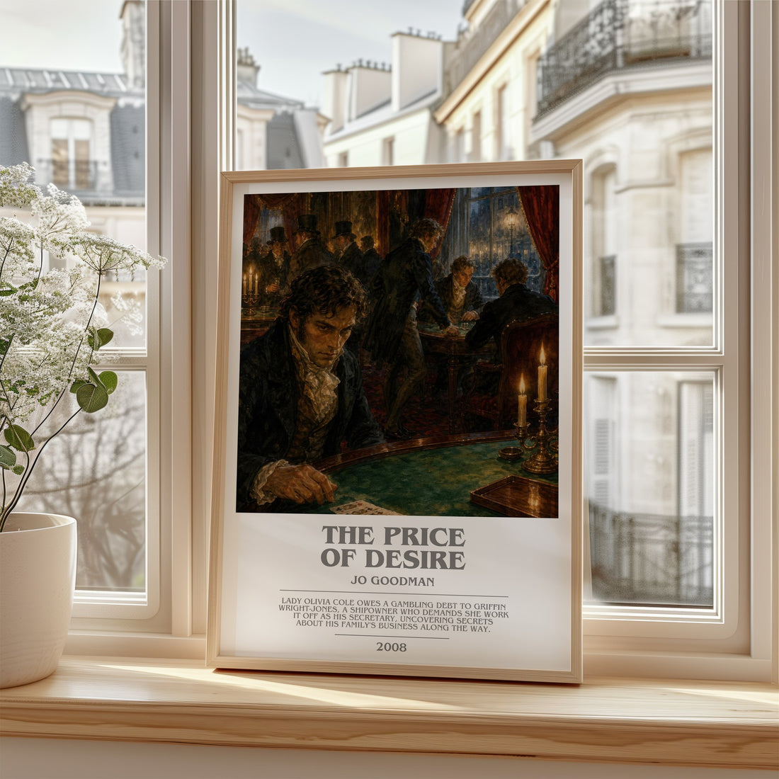 The Price of Desire bookish poster colour and style options – Jo Goodman book art