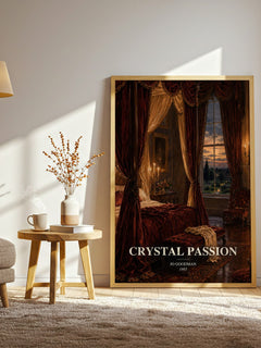Crystal Passion watercolour print in frame leaning in hallway – romance wall art