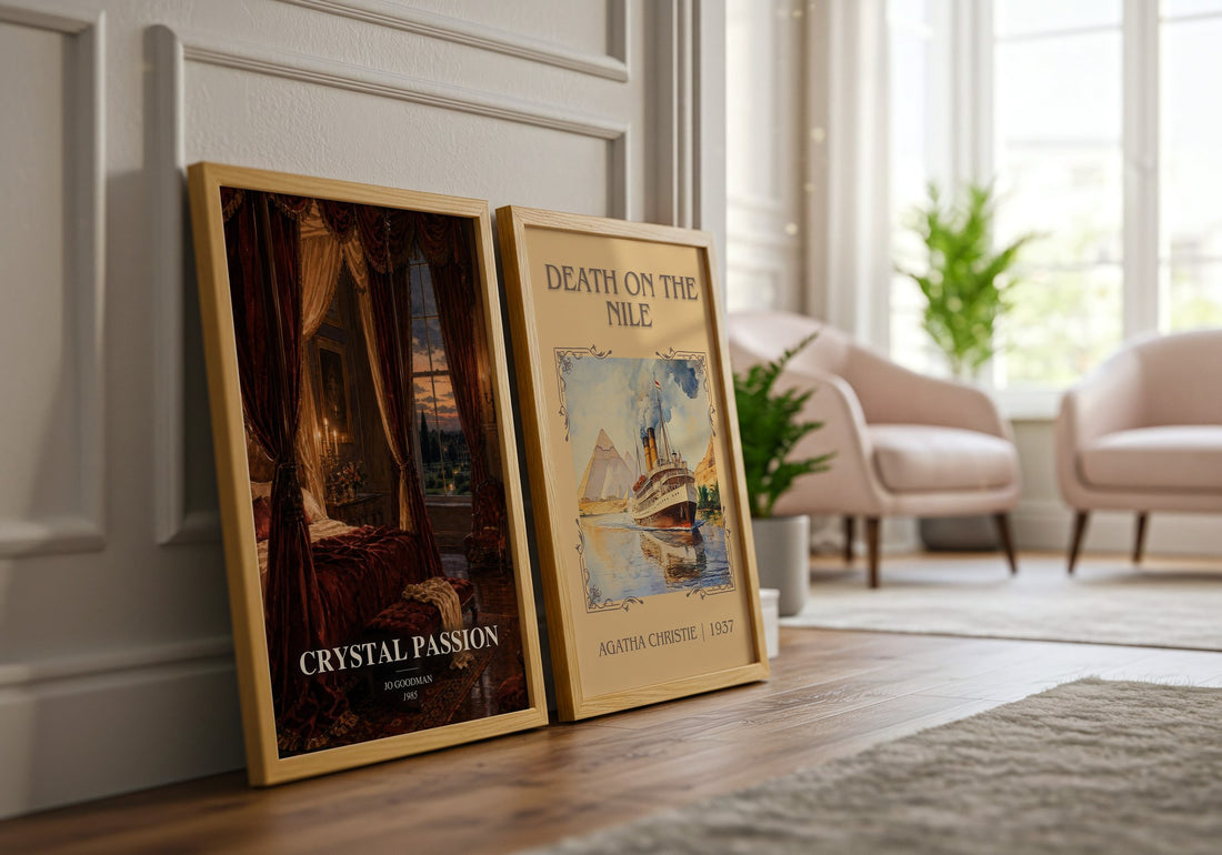 Crystal Passion watercolour print framed by window – literary home decor