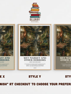 Wet Market and Other Horrors bookish print in frame leaning in hallway – horror wall art