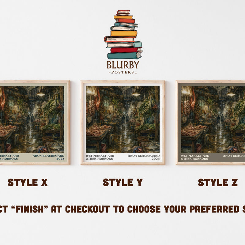 Wet Market and Other Horrors literary print in frame leaning in hallway – horror wall art