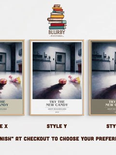 Try the New Candy book cover print in frame leaning in hallway – horror wall art