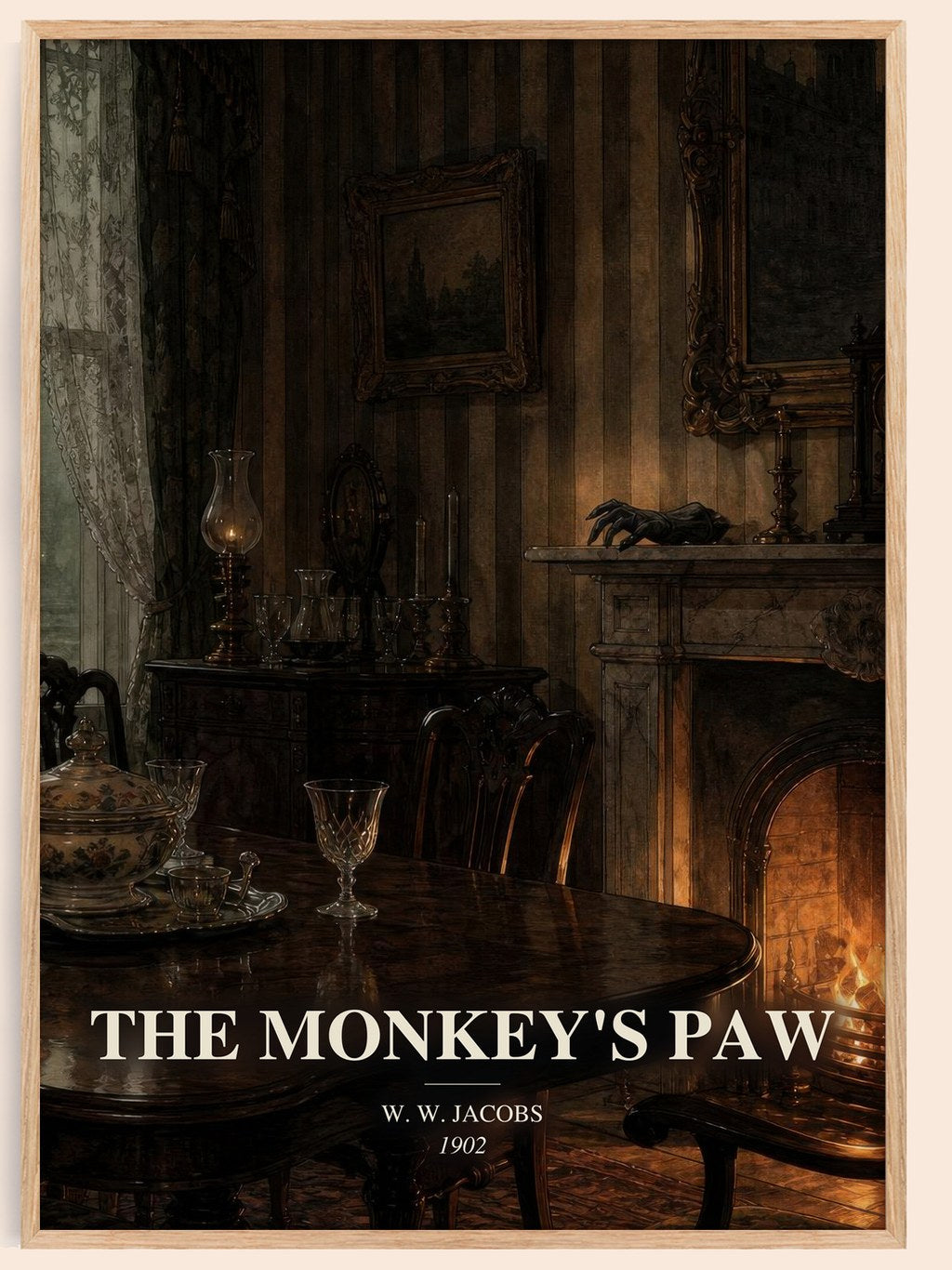 The monkey's paw watercolour book poster by W. W. Jacobs – framed literary art print