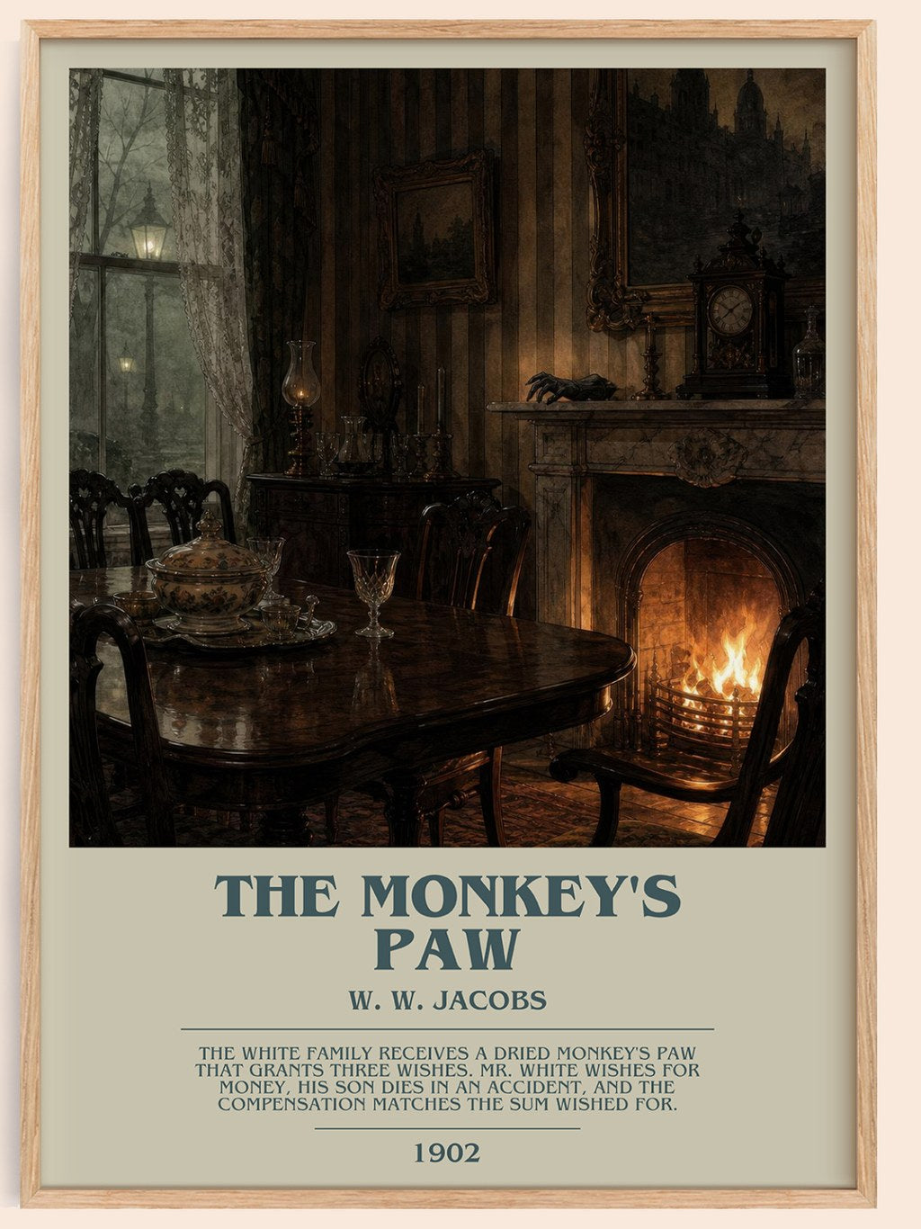The monkey's paw bookish book poster by W. W. Jacobs – framed literary art print