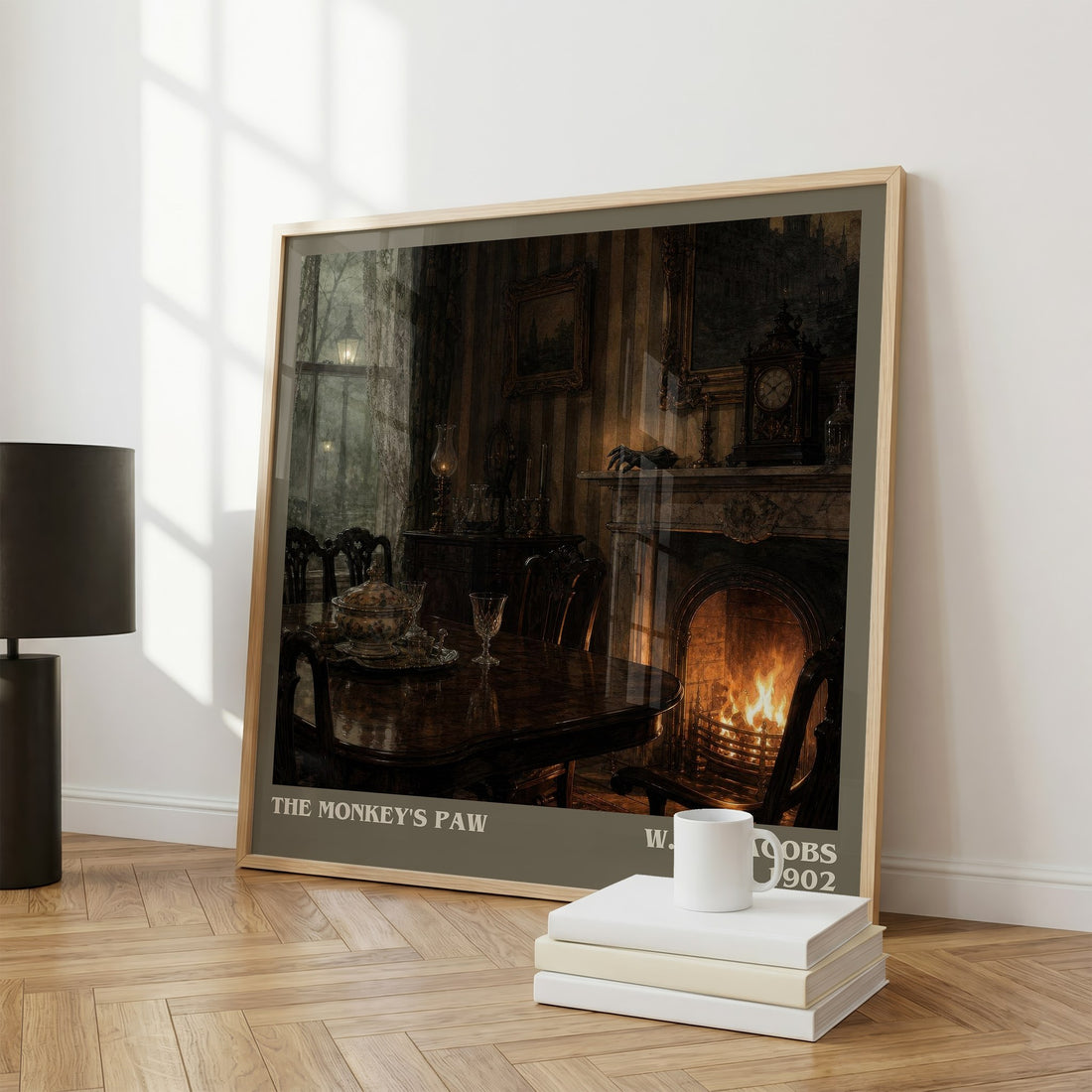 The monkey's paw literary print framed by window – literary home decor