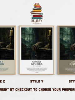 Ghost Stories bookish print in frame leaning in hallway – horror wall art