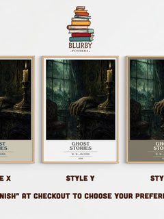 Ghost Stories book cover print in frame leaning in hallway – horror wall art