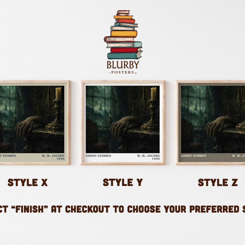 Ghost Stories literary print in frame leaning in hallway – horror wall art