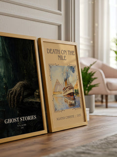 Ghost Stories watercolour print framed by window – literary home decor