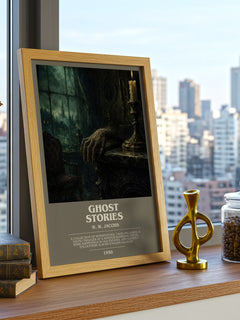 Ghost Stories bookish print framed by window – literary home decor