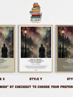 Great Short Tales of Mystery and Terror bookish print in frame leaning in hallway – horror wall art