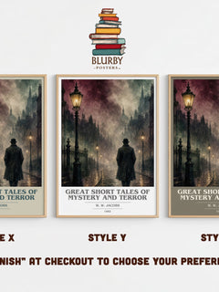 Great Short Tales of Mystery and Terror book cover print in frame leaning in hallway – horror wall art