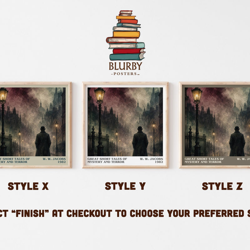 Great Short Tales of Mystery and Terror literary print in frame leaning in hallway – horror wall art