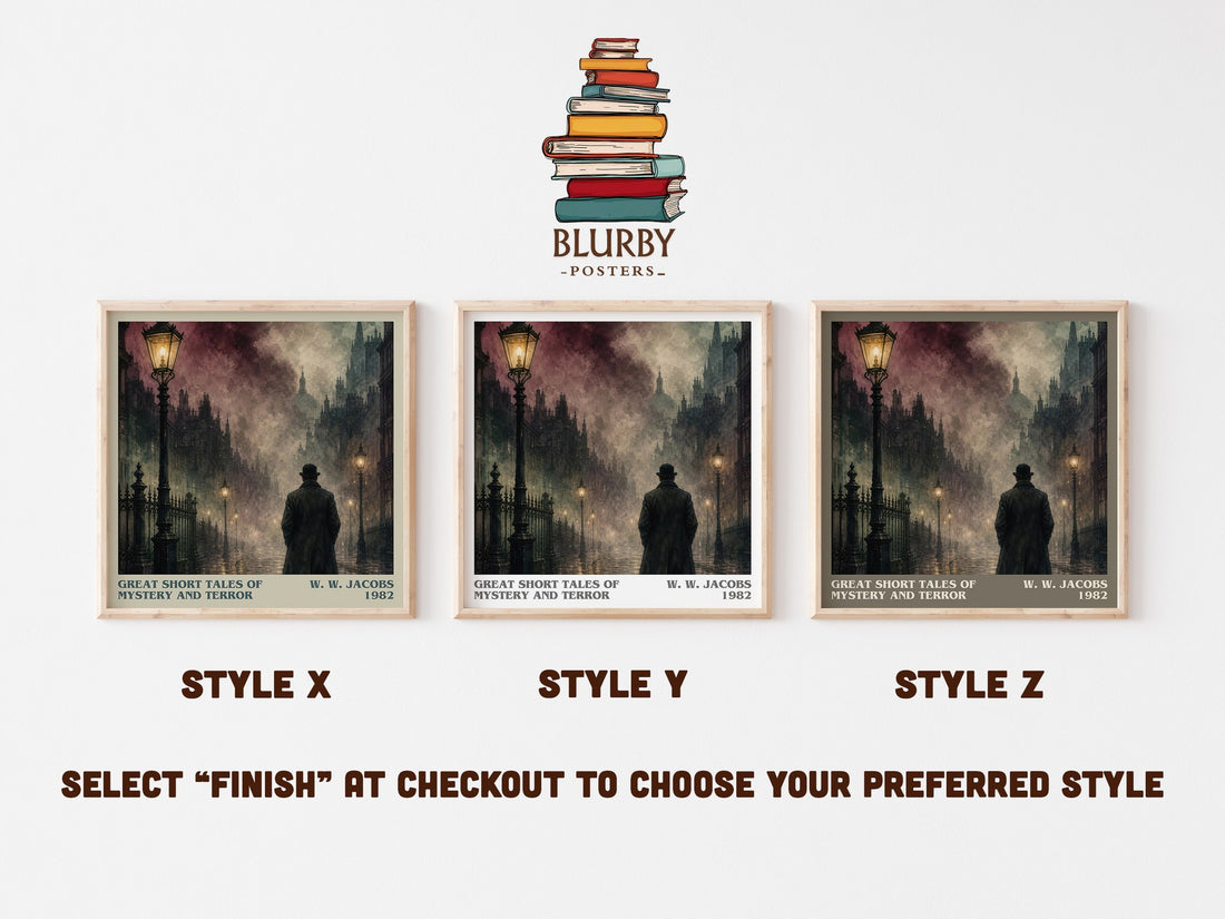 Great Short Tales of Mystery and Terror literary print in frame leaning in hallway – horror wall art (mockup)