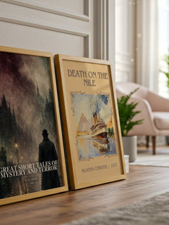 Great Short Tales of Mystery and Terror watercolour print framed by window – literary home decor
