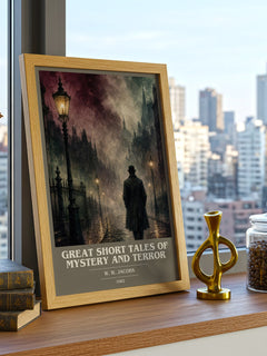 Great Short Tales of Mystery and Terror book cover print framed by window – literary home decor