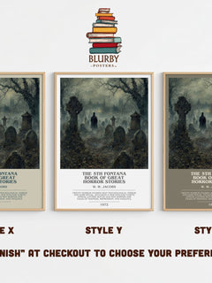 The 5th Fontana Book of Great Horror Stories bookish print in frame leaning in hallway – horror wall art