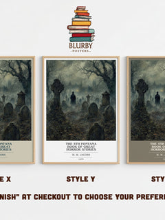The 5th Fontana Book of Great Horror Stories book cover print in frame leaning in hallway – horror wall art