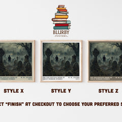The 5th Fontana Book of Great Horror Stories literary print in frame leaning in hallway – horror wall art
