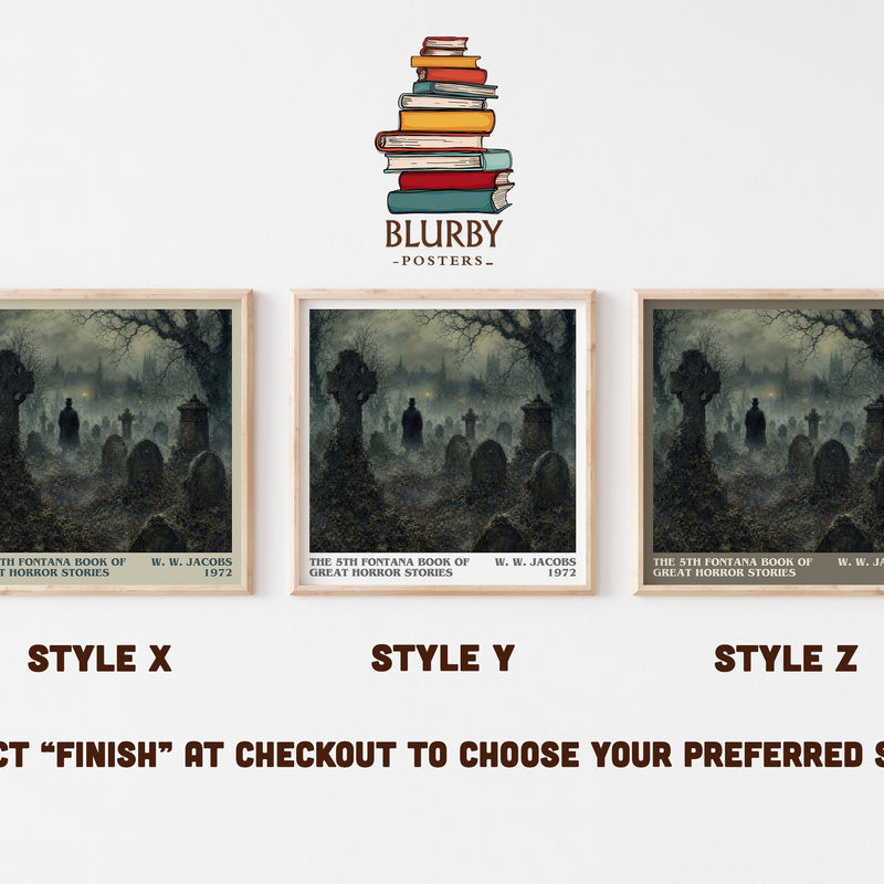 The 5th Fontana Book of Great Horror Stories literary print in frame leaning in hallway – horror wall art