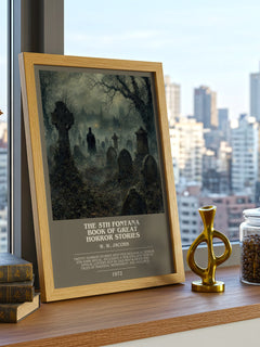 The 5th Fontana Book of Great Horror Stories bookish print framed by window – literary home decor
