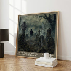 The 5th Fontana Book of Great Horror Stories literary print framed by window – literary home decor