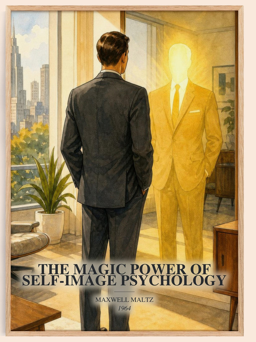 The Magic Power of Self-Image Psychology watercolour book poster by Maxwell Maltz – framed literary art print