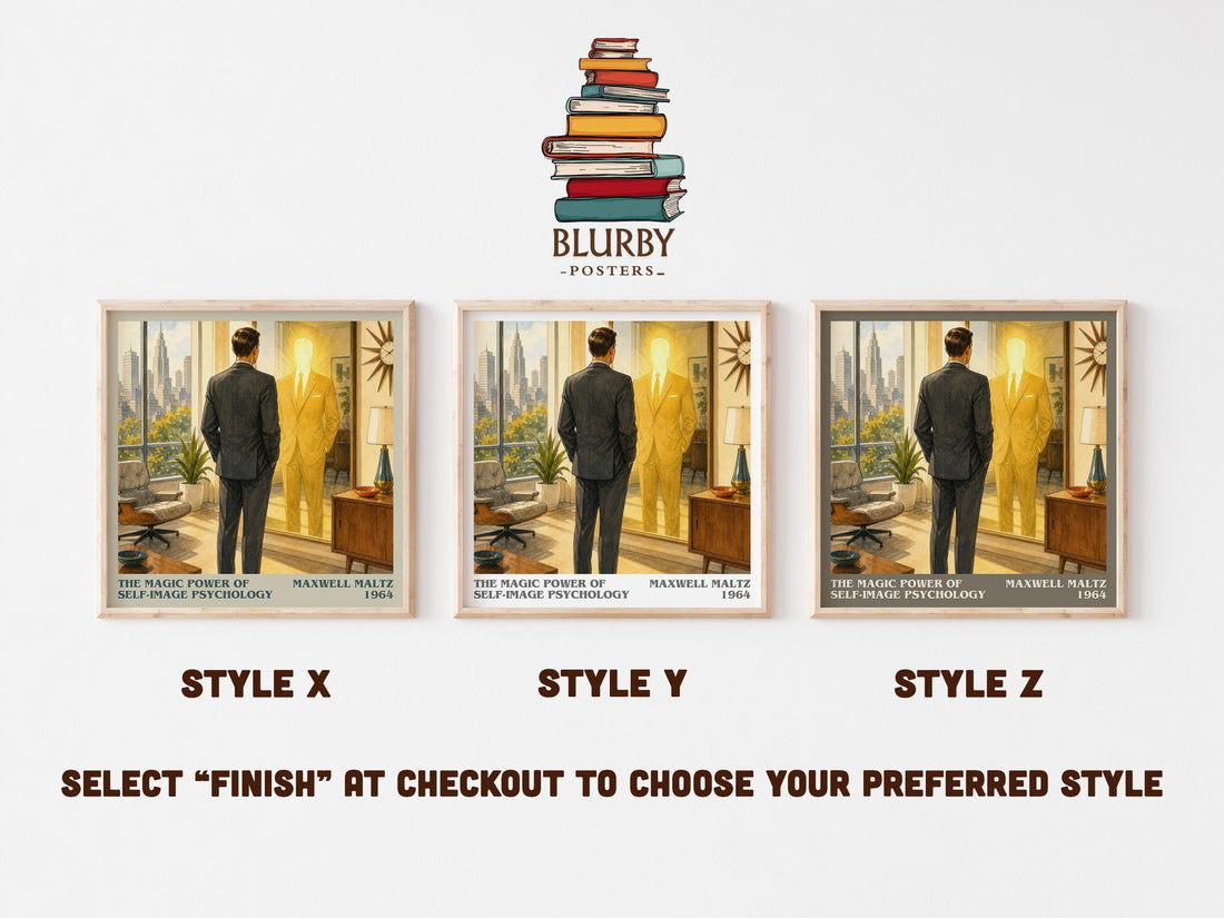 The Magic Power of Self-Image Psychology literary print in frame leaning in hallway – non fiction wall art (mockup)